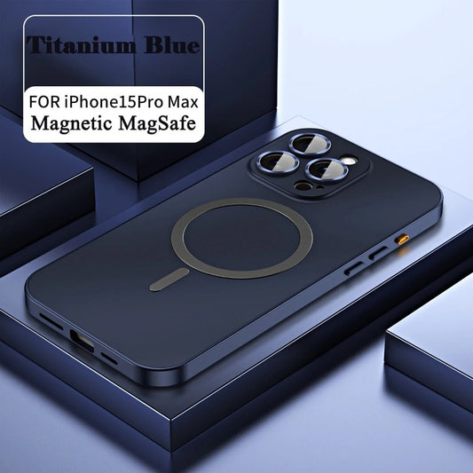Aluminum Metal Frame Magnetic Phone Case With Glass Lens For iPhone