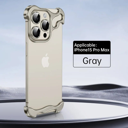 Aluminum Metal Rimless Bumper Phone Case Corner Pads Lens Film For iPhone
