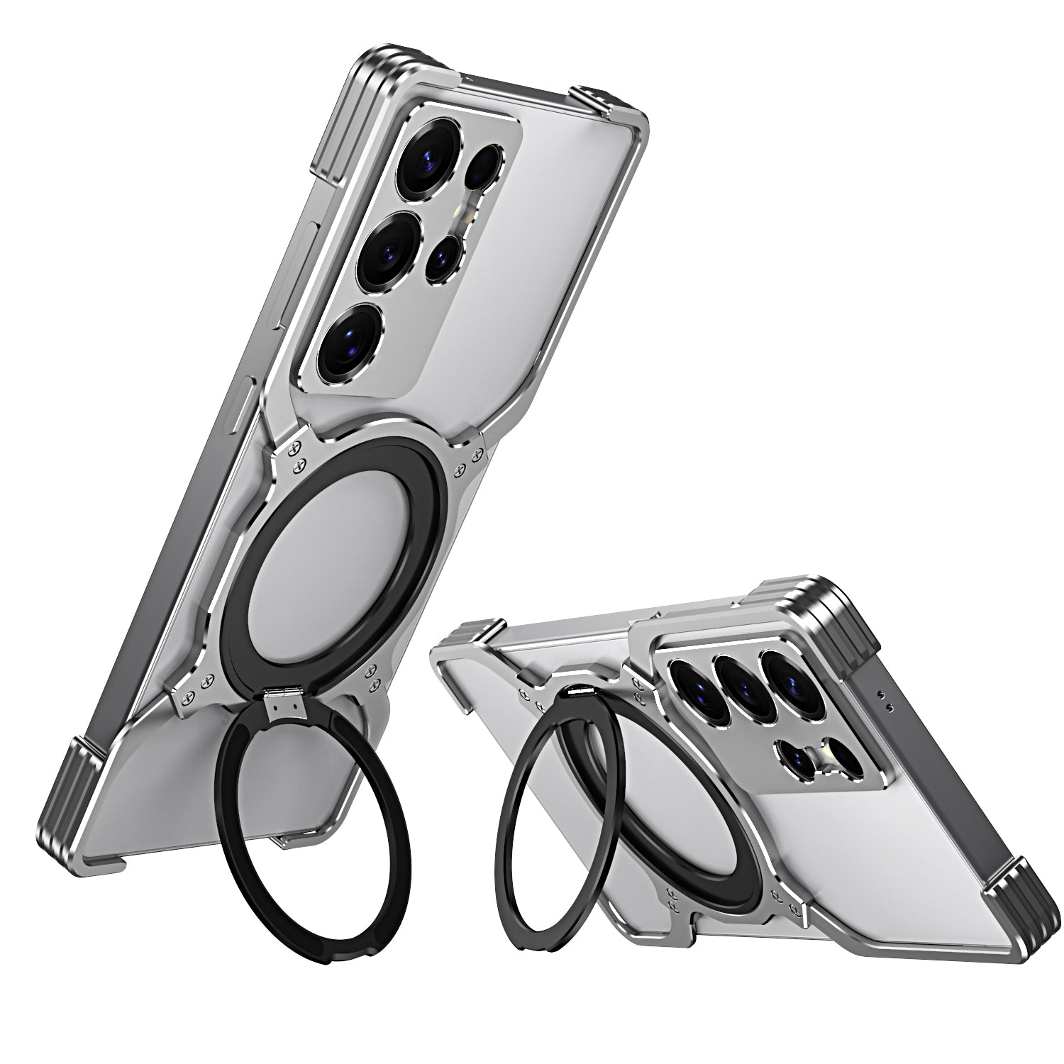 Aluminum Alloy Frameless Heat Dissipation Magsafe Phone Case With Built-in Rotation Magnetic Holder For Samsung Galaxy S24 S25