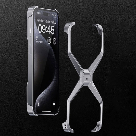 Aluminum Alloy Rimless  Metal X Type Removable Heat Dissipation Phone Case For iPhone