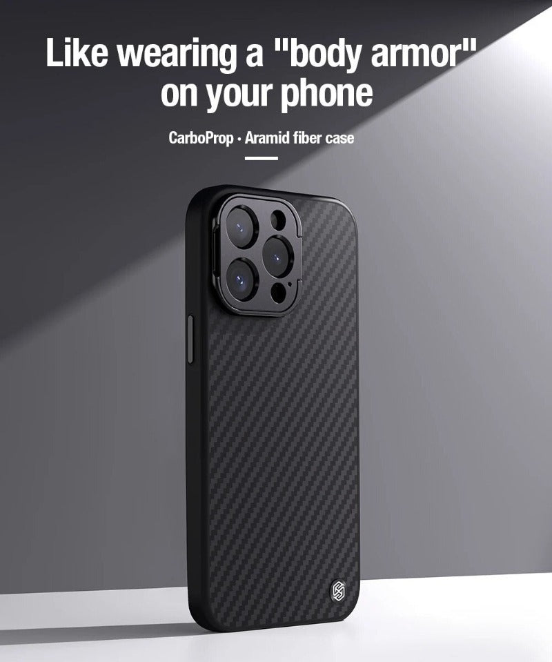 Aramid Carbon Fiber Magsafe Phone Case With Magnetic Lens Bracket  For iPhone