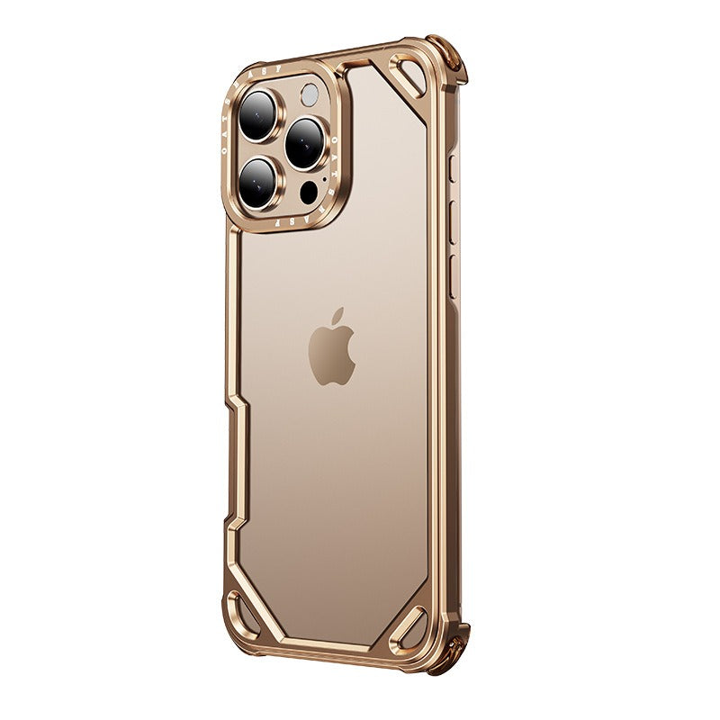 Aviation Aluminum Metal Frameless Magsafe Phone Case With Four-corner Invisible Airbag For iPhone
