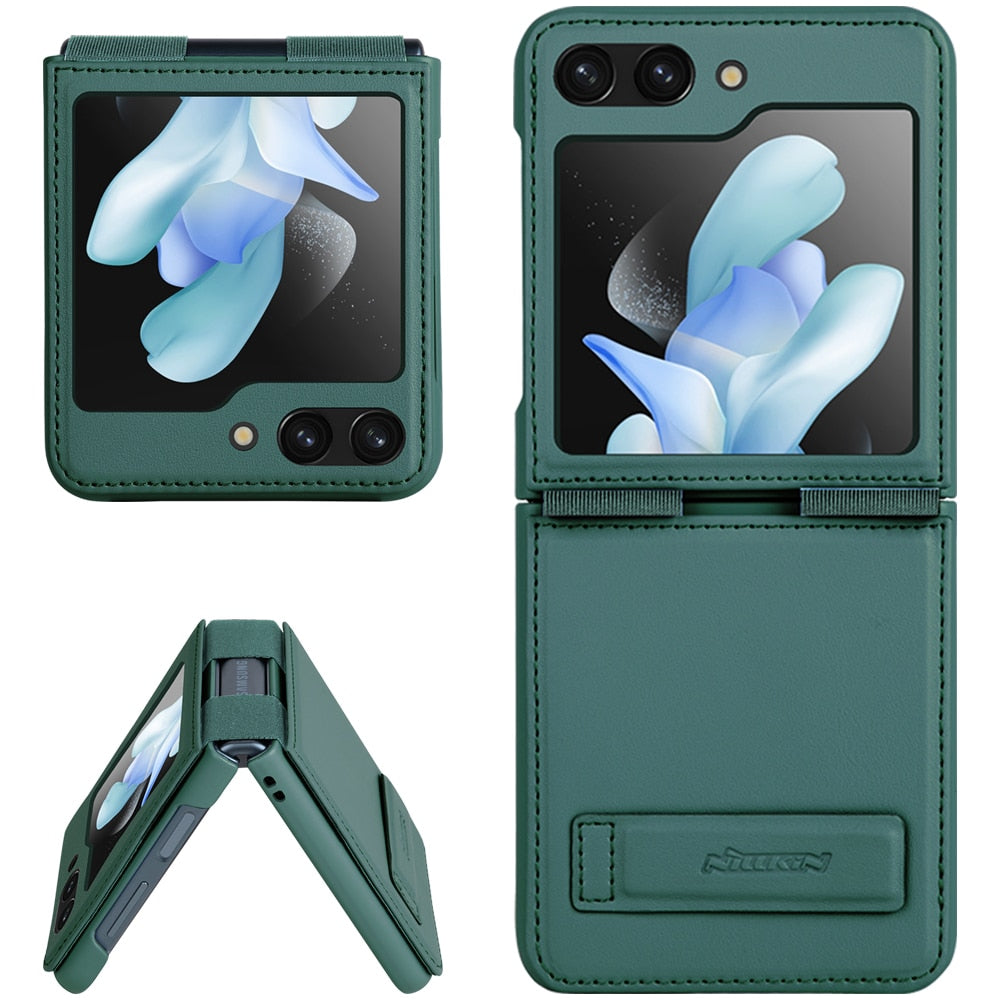 Built-in Elastic Band With Magnetic Qin Leather Phone Case For Samsung Galaxy Z Flip 5