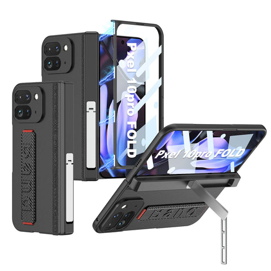 Business 360 Degree Protective TPU Phone Case With Magnetic Hinged Kickstand Leather Wristband For Google Pixel 10 9 Fold