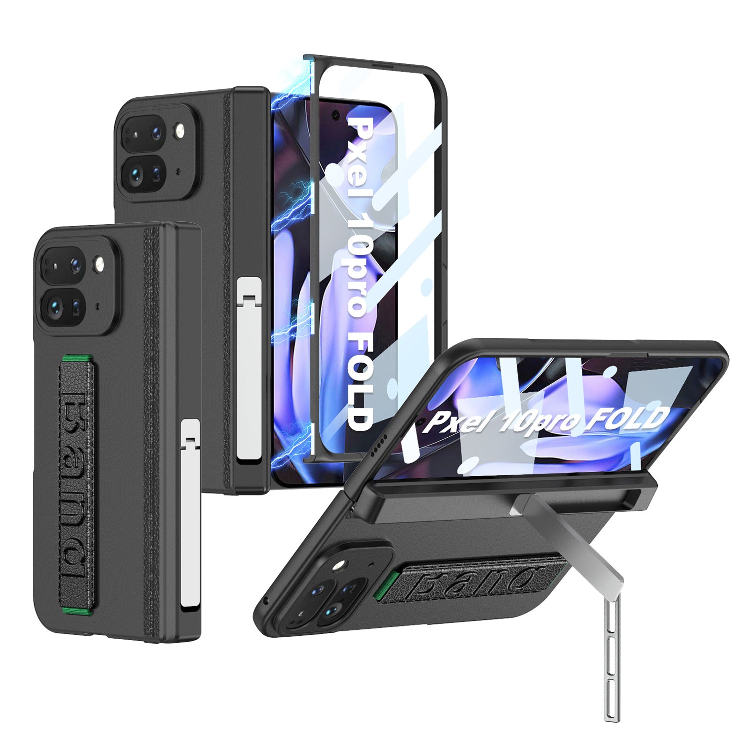 Business 360 Degree Protective TPU Phone Case With Magnetic Hinged Kickstand Leather Wristband For Google Pixel 10 9 Fold