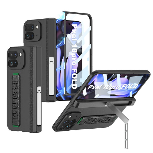 Business 360 Degree Protective TPU Phone Case With Magnetic Hinged Kickstand Leather Wristband For Google Pixel 10 9 Fold