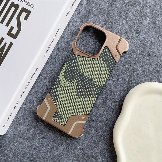 Camouflage Texture Pattern Frameless Aluminum Metal Carbon Fiber Phone Case For iPhone