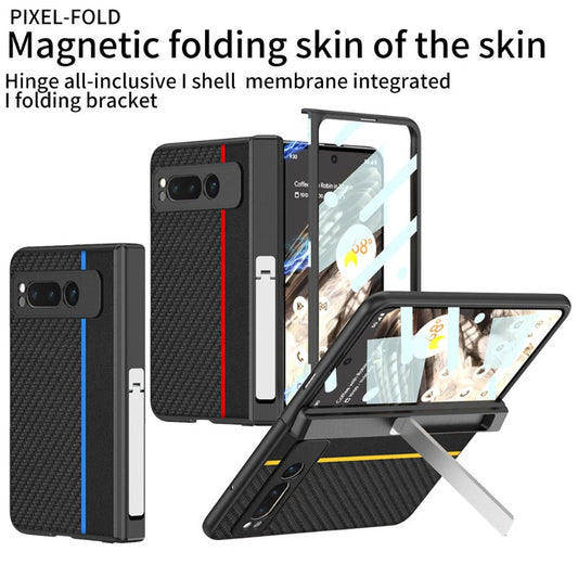 Carbon Fiber Magnetic Phone Case WIth Kickstand For Google Pixel Fold