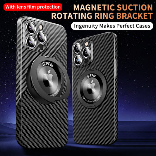 Carbon Fiber Magsafe Magnetic Case With Stand For IPhone