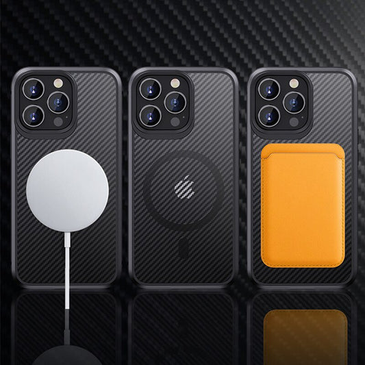 Carbon Fiber Matte Magsafe Phone Case For iPhone