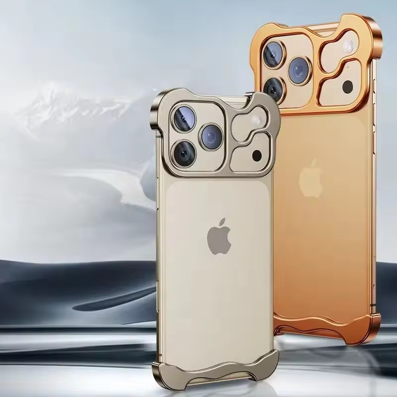 Case Irregular Anti-fingerprint Metal Corner Pad Anti-drop Frameless Phone case for IPhone
