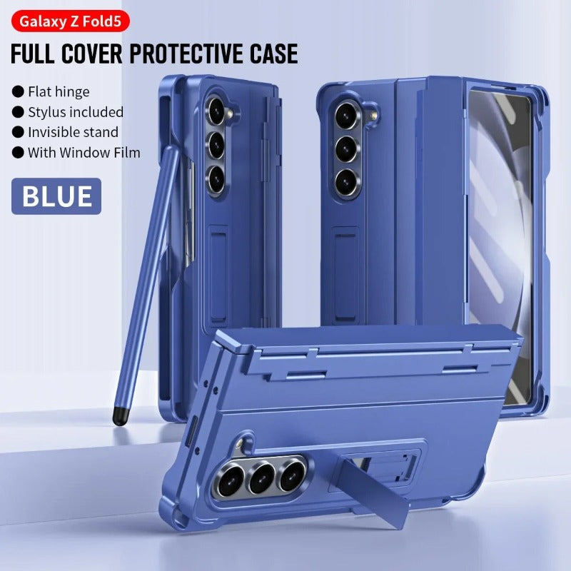 Hinge Protection Hard PC Phone Case With Pen Slot and Pen Hinge Bracket For Samsung Galaxy Z Fold 5