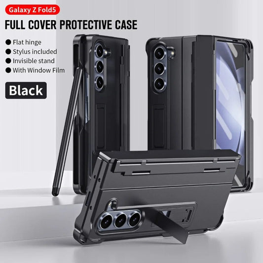 Hinge Protection Hard PC Phone Case With Pen Slot and Pen Hinge Bracket For Samsung Galaxy Z Fold 5