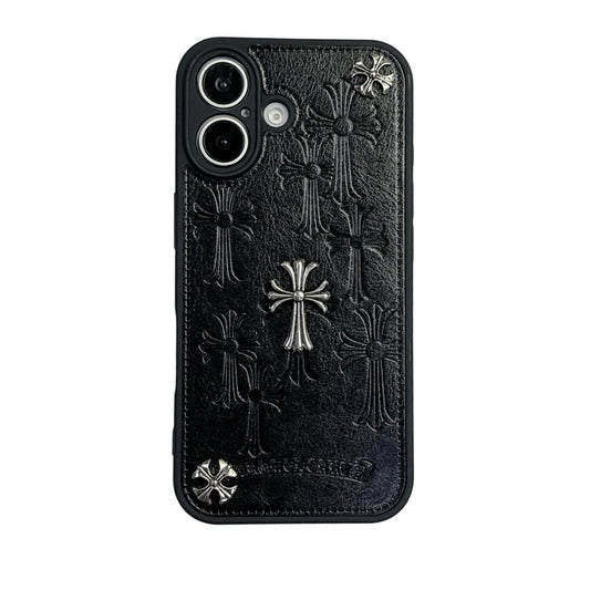 Chrome Hearts Cross Design PU Leather Phone Case For iPhone