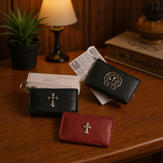 Chrome Hearts Vintage Textured PU Leather Multi-Functional Wallet Case