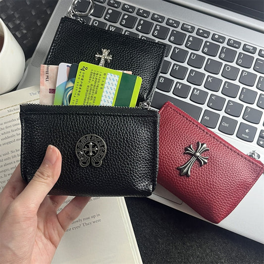 Chrome Hearts Vintage Textured PU Leather Multi-Functional Wallet Case