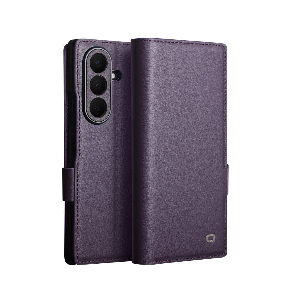 Cowhide Real Genuine Leather Wallet Phone Case With Card Pocket For Samsung Galaxy Z Fold 8 Ultra