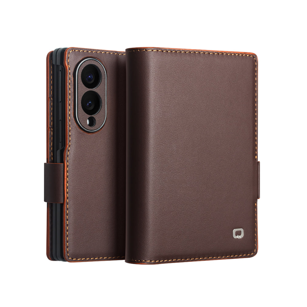Cowhide Real Genuine Leather Wallet Phone Case With Card Pocket For Samsung Galaxy Z Fold 8