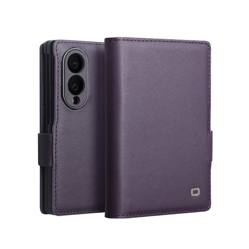 Cowhide Real Genuine Leather Wallet Phone Case With Card Pocket For Samsung Galaxy Z Fold 8