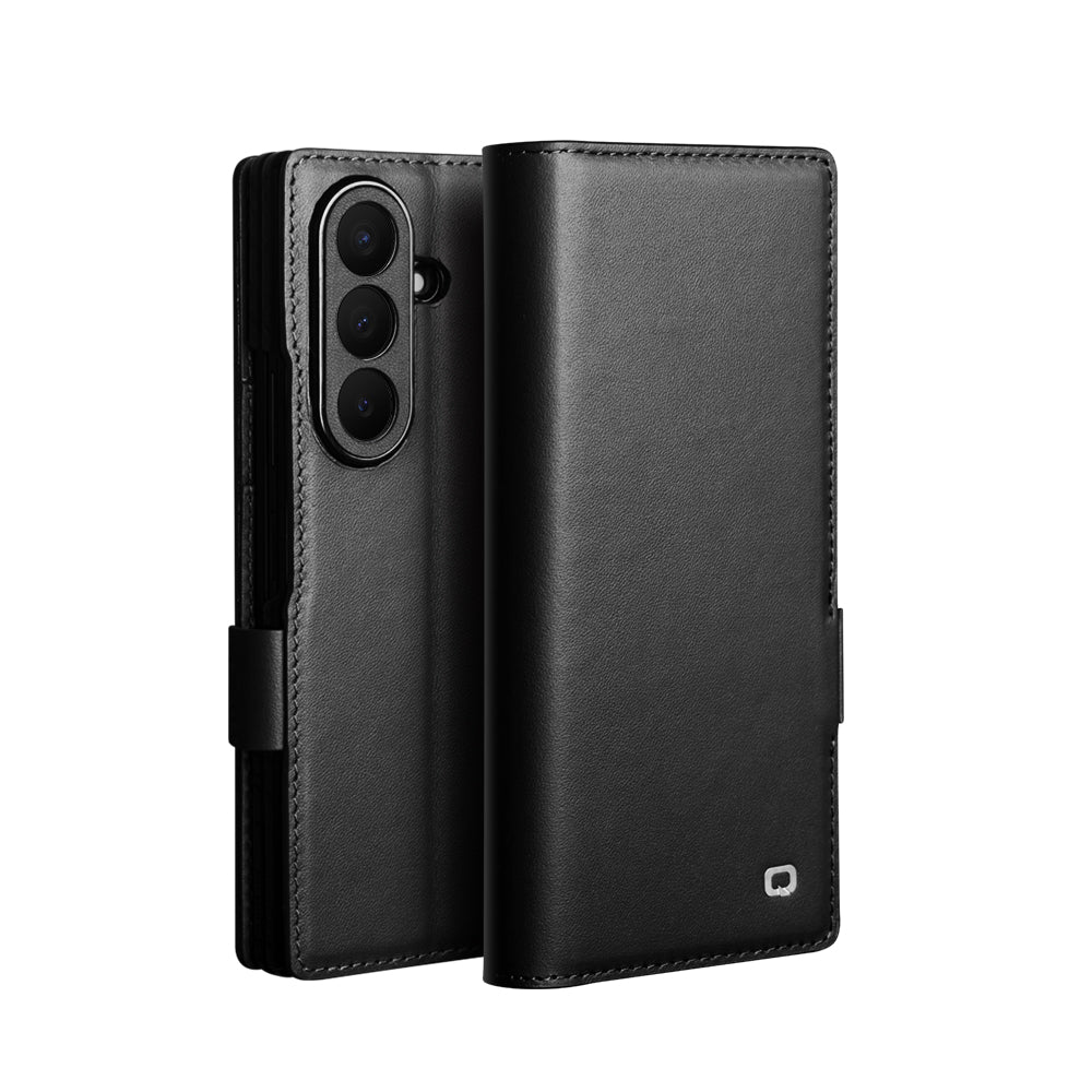 Cowhide Real Genuine Leather Wallet Phone Case With Card Pocket For Samsung Galaxy Z Fold 8 Ultra
