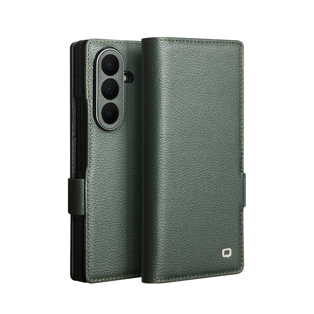 Cowhide Real Genuine Leather Wallet Phone Case With Card Pocket For Samsung Galaxy Z Fold 8 Ultra