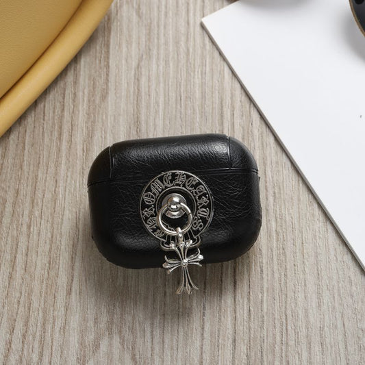 Cross Chrome Hearts Airpods Pro PU Leather Case with Carabiner