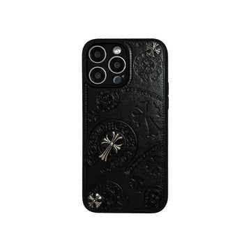 Cross Chrome Hearts eather Phone Case For IPhone