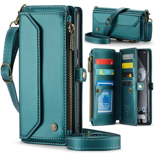 Crossbody PU Leather Wallet Phone Case with 10-Card Holder Zipper Bills Slot Shoulder Strap For Google Pixel 8 7