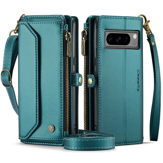 Crossbody PU Leather Wallet Phone Case with 10-Card Holder Zipper Bills Slot Shoulder Strap For Google Pixel 8 7