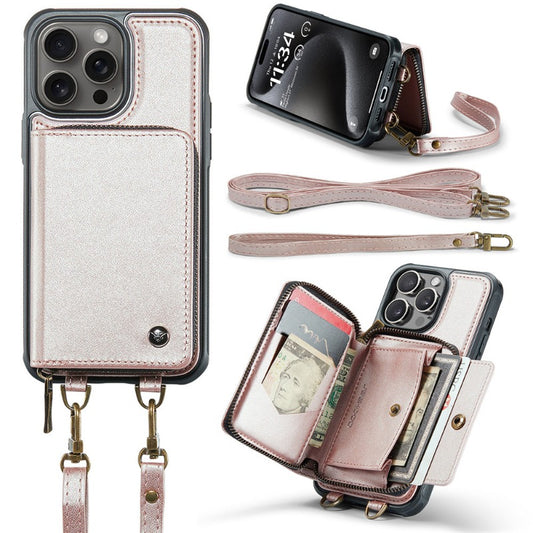 Crossbody Wrist Strap Leather Wallet Phone Case with Card Holder For IPhone