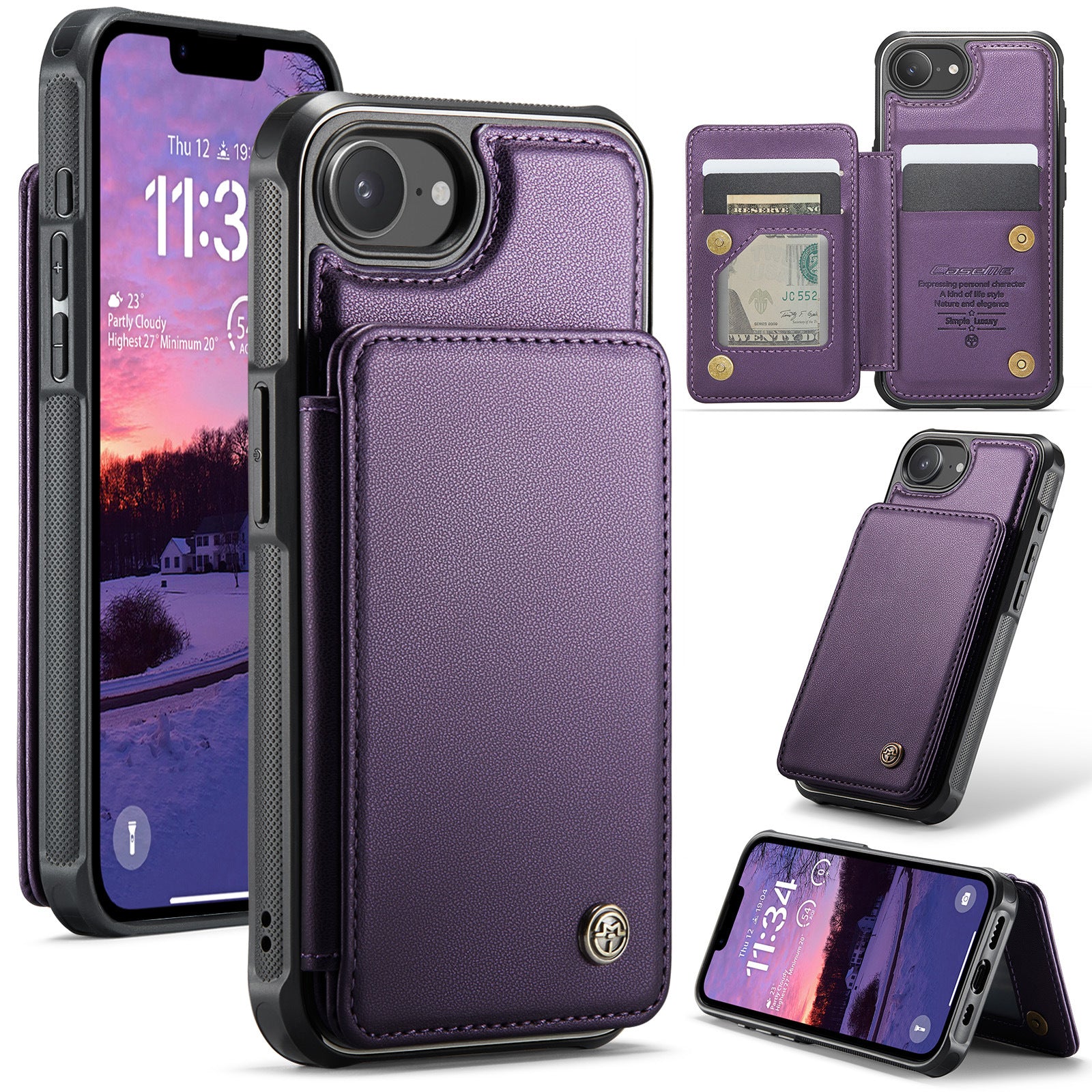Detachable Luxury Leather Wallet Case With Leather Card Holder For iPhone