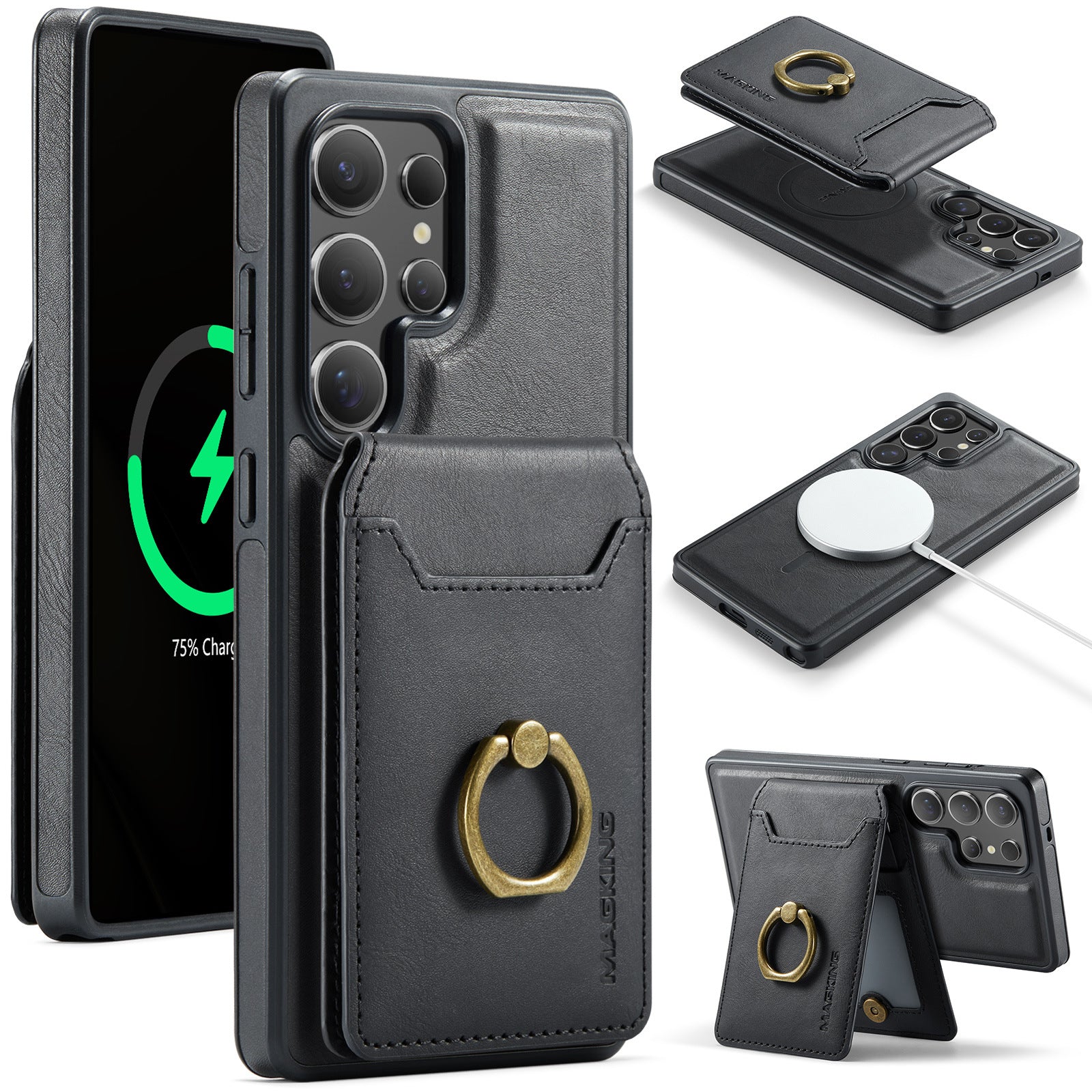 Detachable PU Leather Magnetic Phone Case For Samsung Galaxy S25