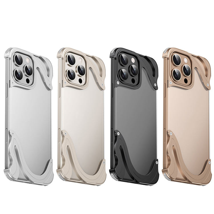 Dolphin Pattern Aluminum Metal Frameless Transparent Phone Case For iPhone