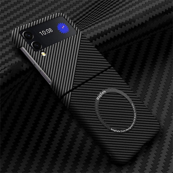 For Samsung Z Flip 4 Case Business Carbon Fiber Magnetic Magsafe Phone Cases for Samsung Galaxy Z Flip 3 4 5G Hard PC Back Cover