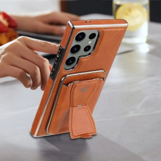 Electroplate Leather Drop-proof Wallet with Card Holder Magnetic Phone Case For Samsung Galaxy S25 S24