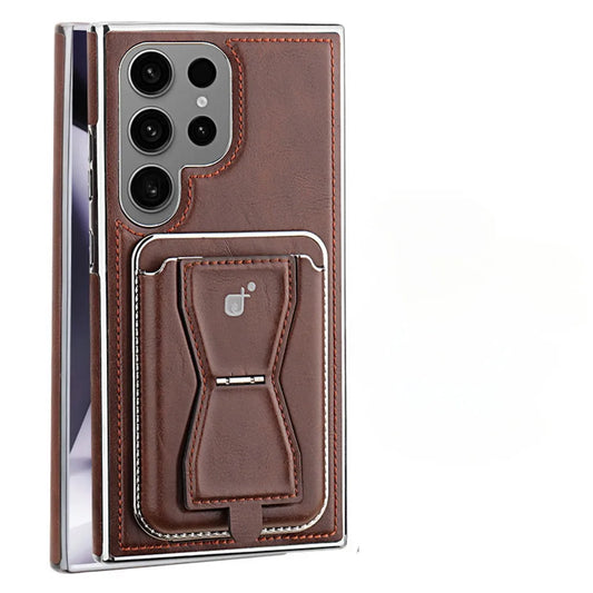 Electroplate Leather Drop-proof Wallet with Card Holder Magnetic Phone Case For Samsung Galaxy S25 S24
