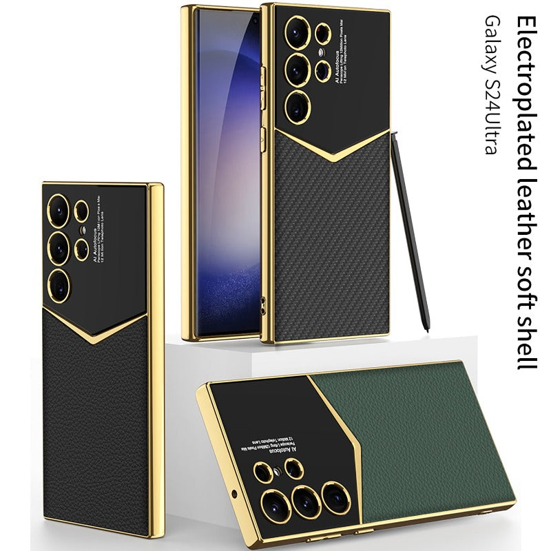 Electroplated Leather Ultra Thin Phone Case for Samsung Galaxy S25 S24