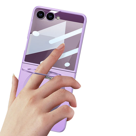 Electroplated Shell Film Protects Slim Case With 360° Magnetic Diamond Ring Bracket For Samsung Galaxy Z Flip76