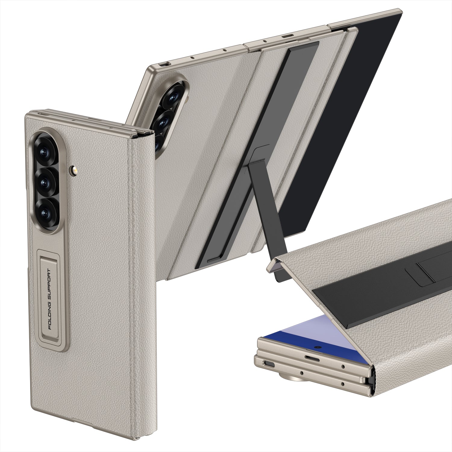 PU Leather Flip Phone Case With Magnetic Kickstand Holder Phone. Case For Samsung Galaxy Z TriFold