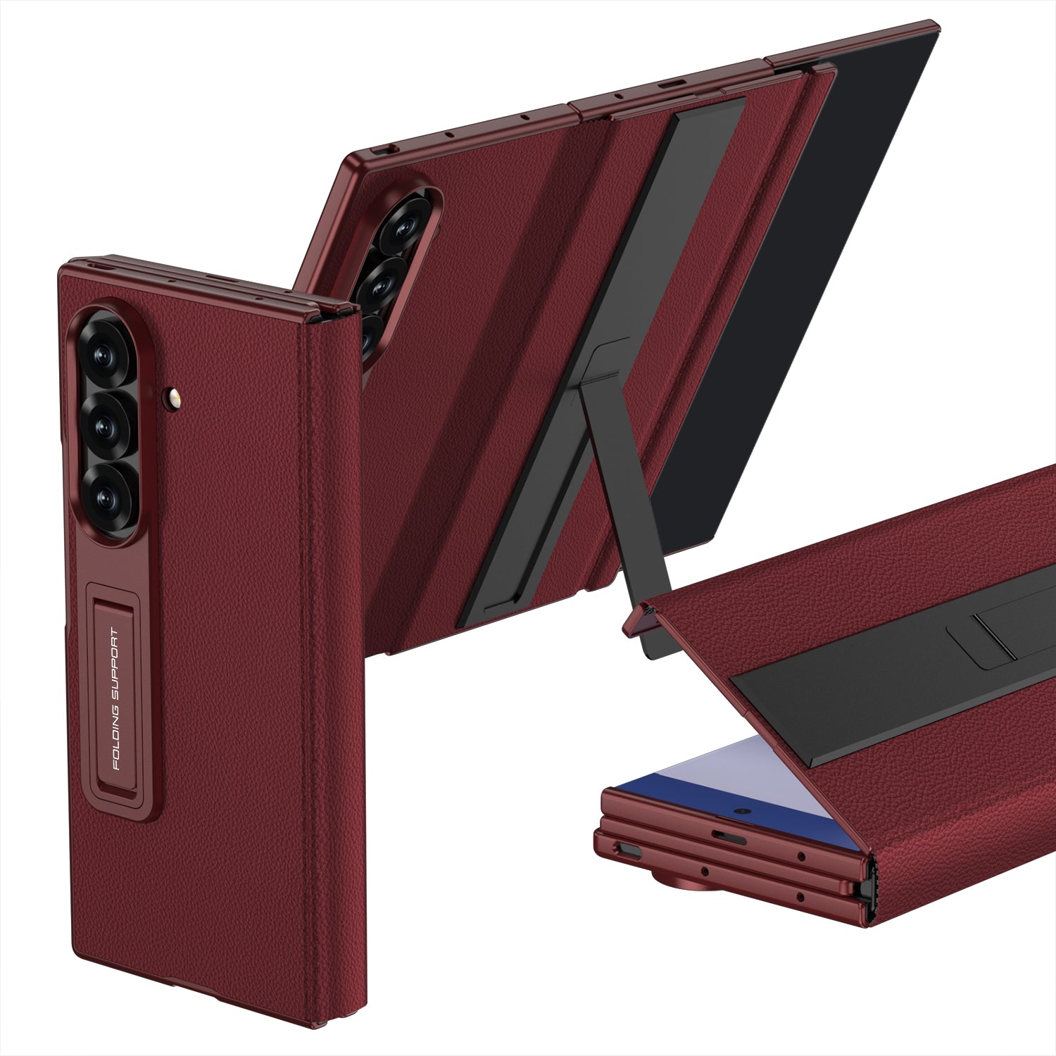 PU Leather Flip Phone Case With Magnetic Kickstand Holder Phone. Case For Samsung Galaxy Z TriFold