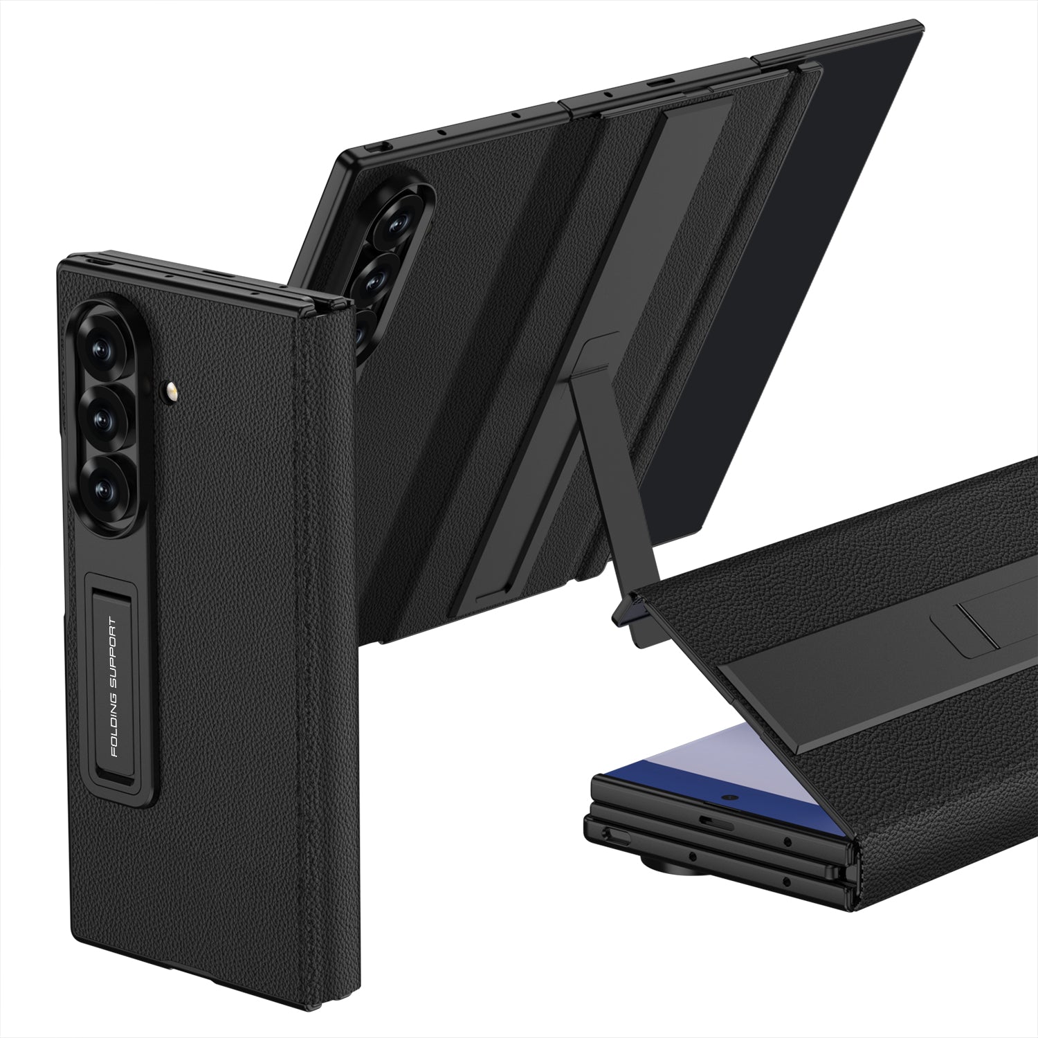 PU Leather Flip Phone Case With Magnetic Kickstand Holder Phone. Case For Samsung Galaxy Z TriFold