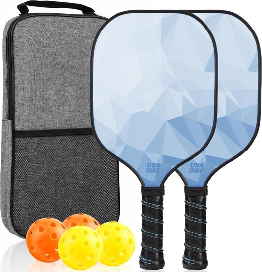 Fiberglass Pickleball Paddle Set WIth 2 Rackets, 4 Balls, and 1 Carrying Bag