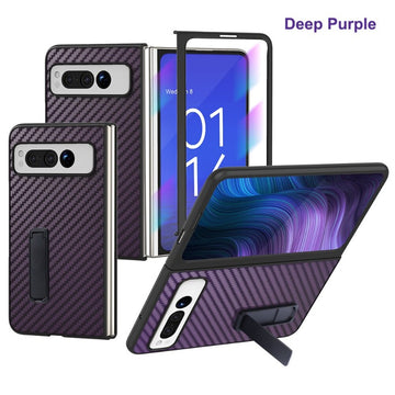 Carbon Fiber Texture Ultra Thin Phone Case With Holder For Google Pixel Fold