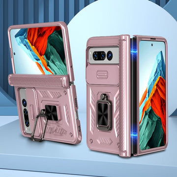 Slide Window Folding Hinge Phone Case With Rotating Ring Holder For Google Pixel Fold