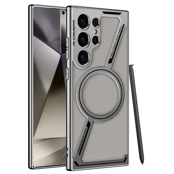 Z-shaped Plating Leather Magnetic Case For Samsung Galaxy S24 S25