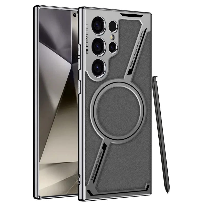 Z-shaped Plating Leather Magnetic Case For Samsung Galaxy S24 S25