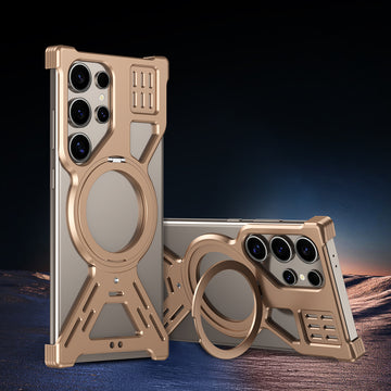 360°Rotating Holder Aluminum Alloy Frameless Magnetic Phone Case For Samsung Galaxy S24 S25