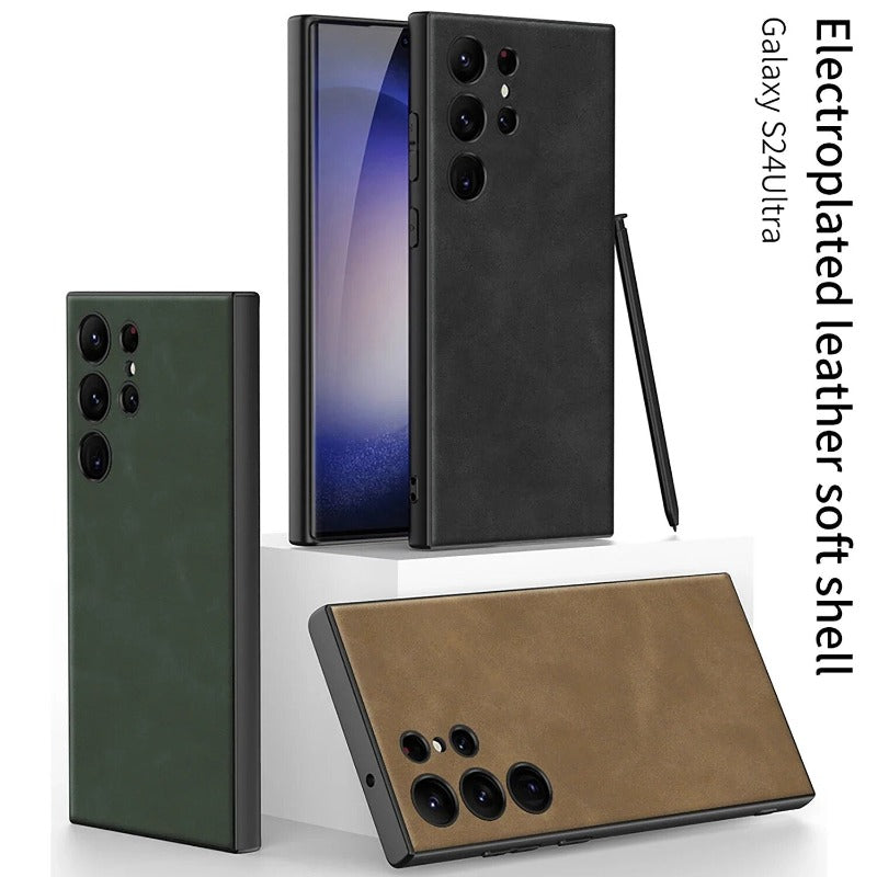 Skin Friendly Matte Plain Leather Soft Silicone Phone Case For Samsung Galaxy S25 S24