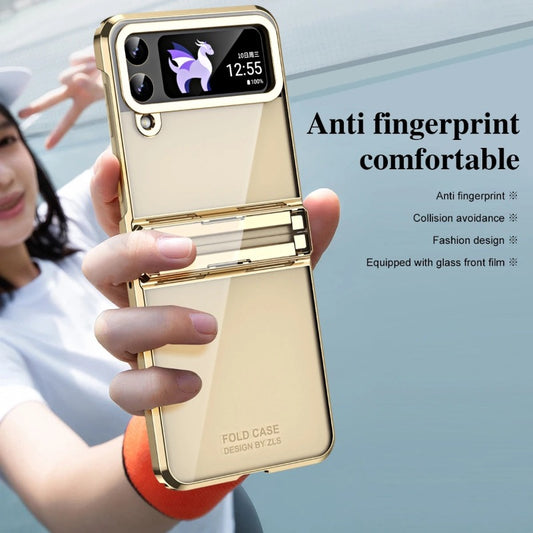 Transparent Electroplating Phantom Hinge Phone Case For Samsung Galaxy Z Flip 5 4