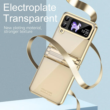 Transparent Electroplating Phantom Hinge Phone Case For Samsung Galaxy Z Flip 5 4